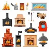 Vector gratuito conjunto de iconos de chimeneas