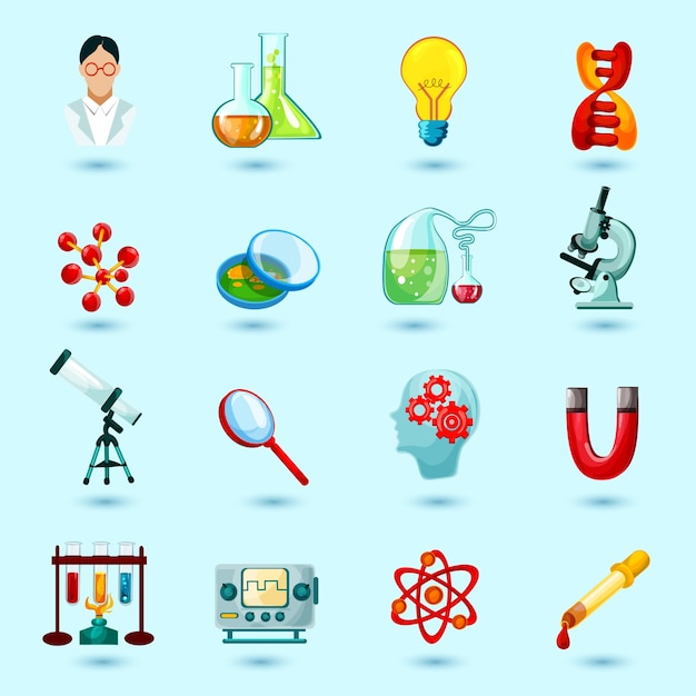 Vector gratuito conjunto de iconos de ciencia