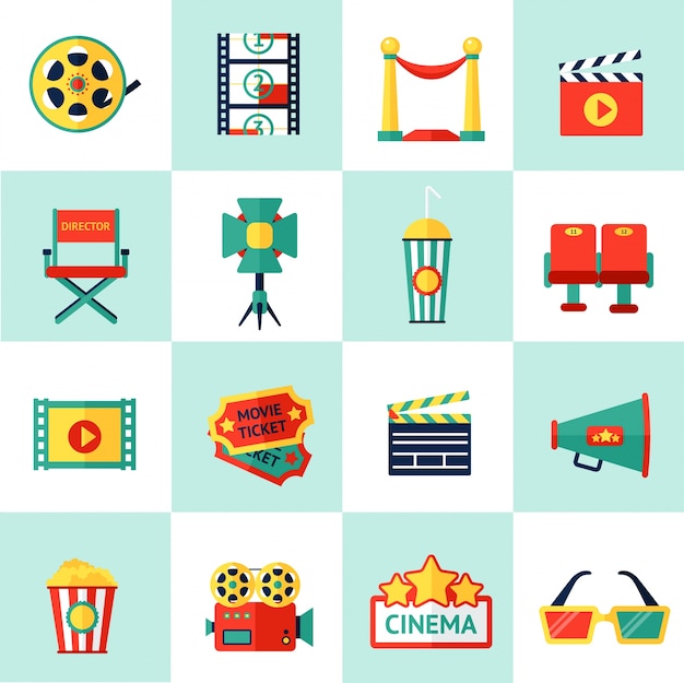 Vector gratuito conjunto de iconos de cine