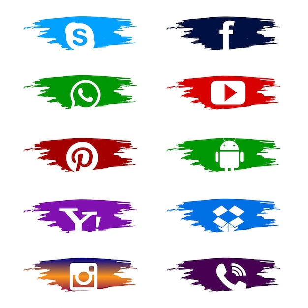 Vector gratuito conjunto de iconos coloridos de redes sociales