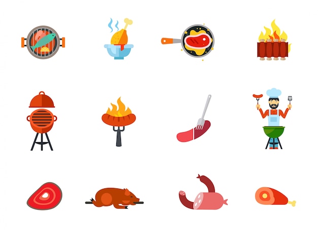 Vector gratuito conjunto de iconos de comida frita