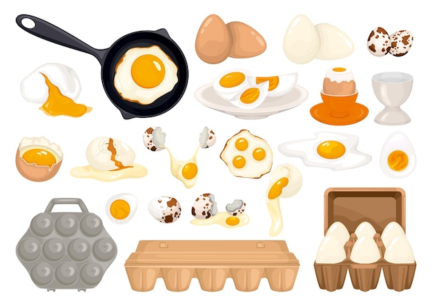 Conjunto de iconos de comida de huevo