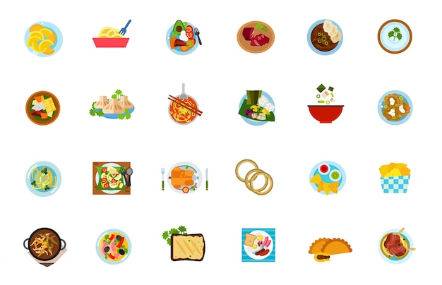 Vector gratuito conjunto de iconos de comida tradicional