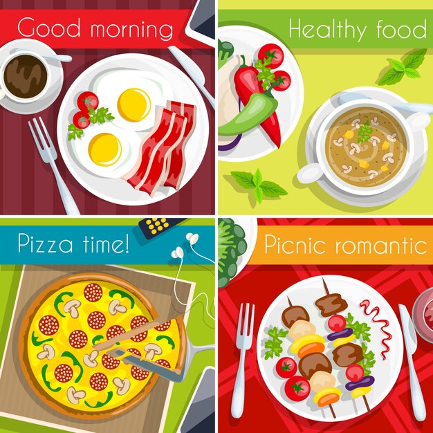 Conjunto de iconos de comida
