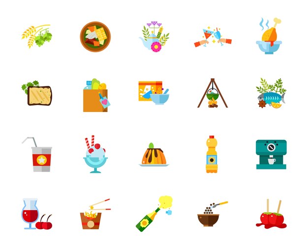 Conjunto de iconos de comidas