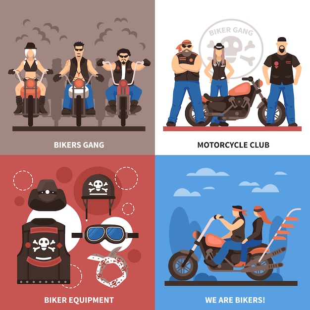 Vector gratuito conjunto de iconos de concepto bikers