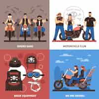 Vector gratuito conjunto de iconos de concepto bikers