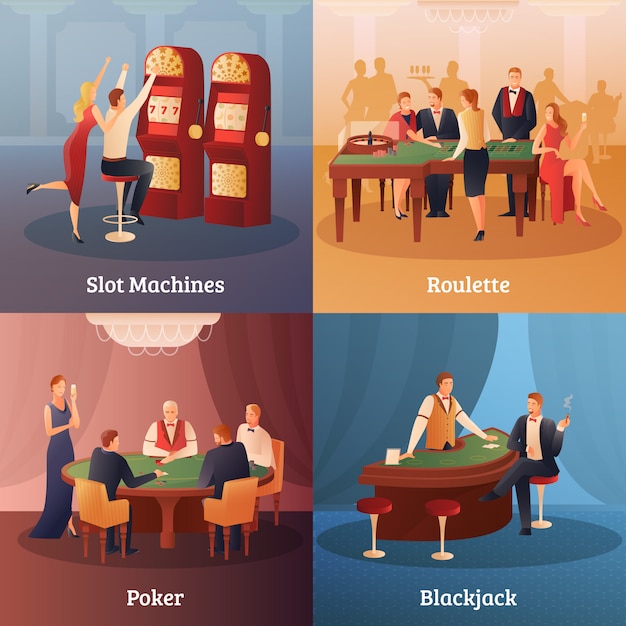 Conjunto de iconos de concepto de casino