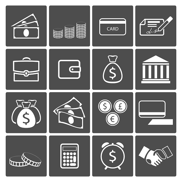 Vector gratuito conjunto de iconos de concepto de dinero