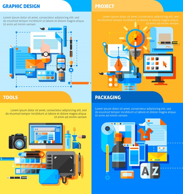 Conjunto de iconos de concepto de diseño gráfico