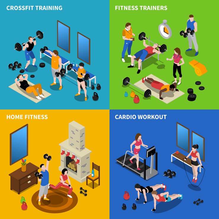 Vector gratuito conjunto de iconos de concepto de gimnasio