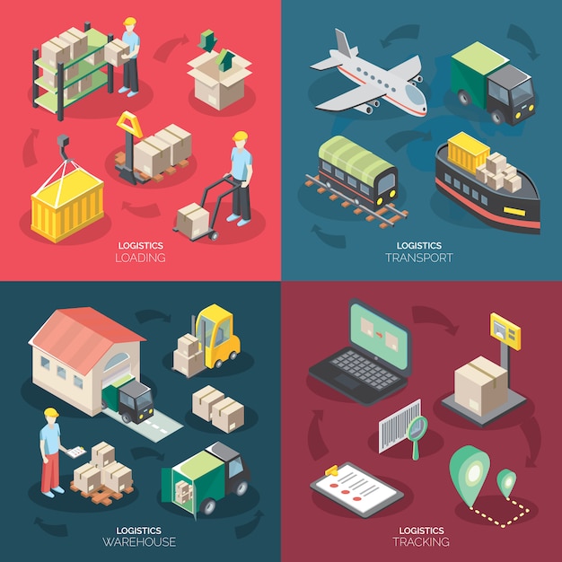 Conjunto de iconos de concepto de logística