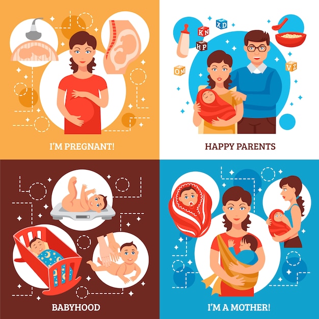 Vector gratuito conjunto de iconos de concepto de padres