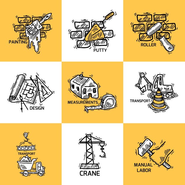 Conjunto de iconos de construcción