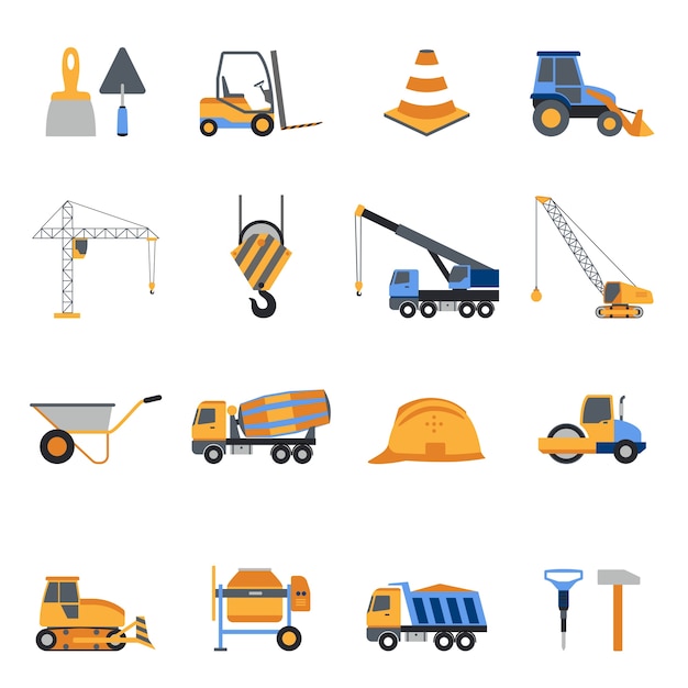 Vector gratuito conjunto de iconos de construcción