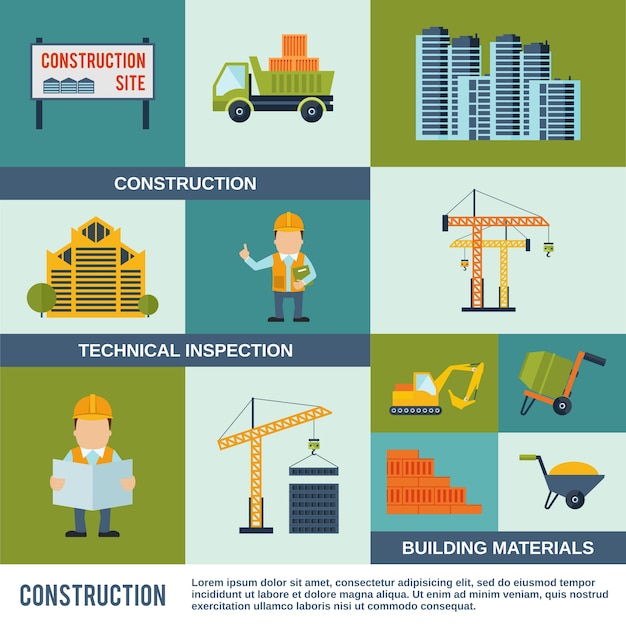 Vector gratuito conjunto de iconos de construcción