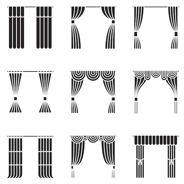 Vector gratuito conjunto de iconos de cortinas negras.