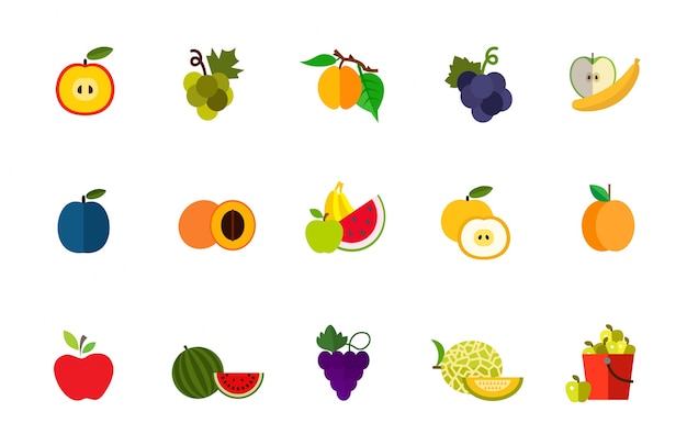 Vector gratuito conjunto de iconos de cosecha de frutas