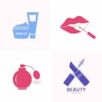 Vector gratuito conjunto de iconos de cosméticos de belleza