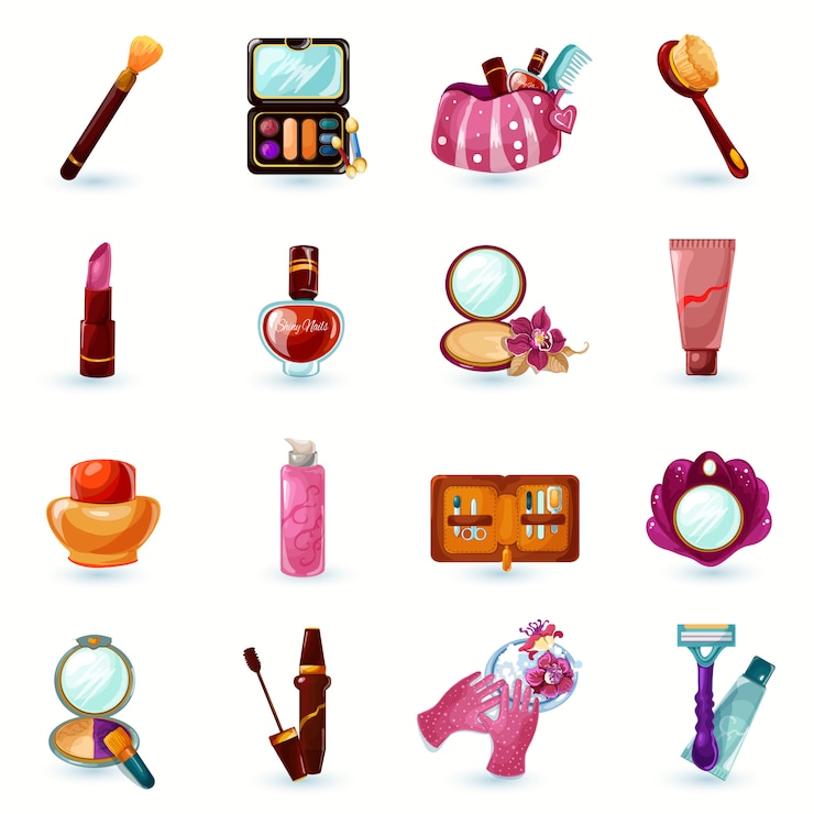 Vector gratuito conjunto de iconos de cosméticos