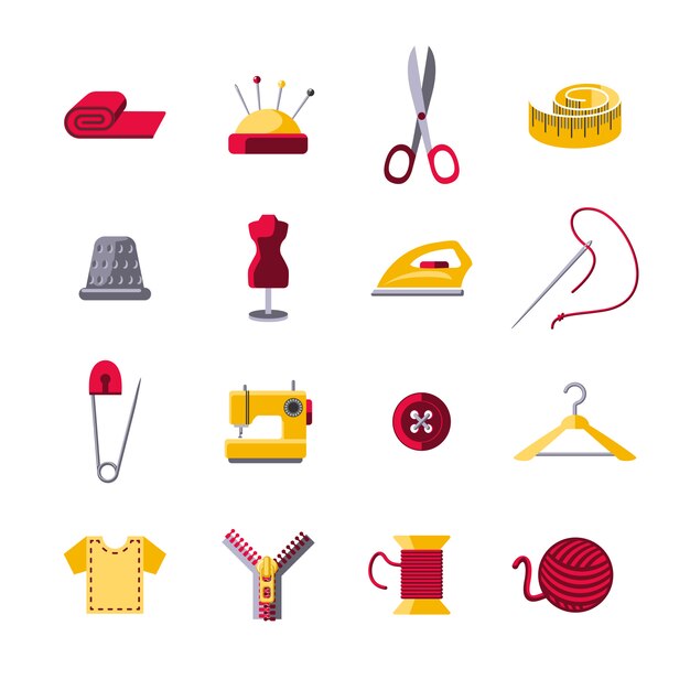 Conjunto de iconos de costura