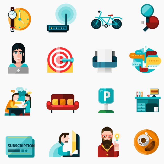 Vector gratuito conjunto de iconos de coworking