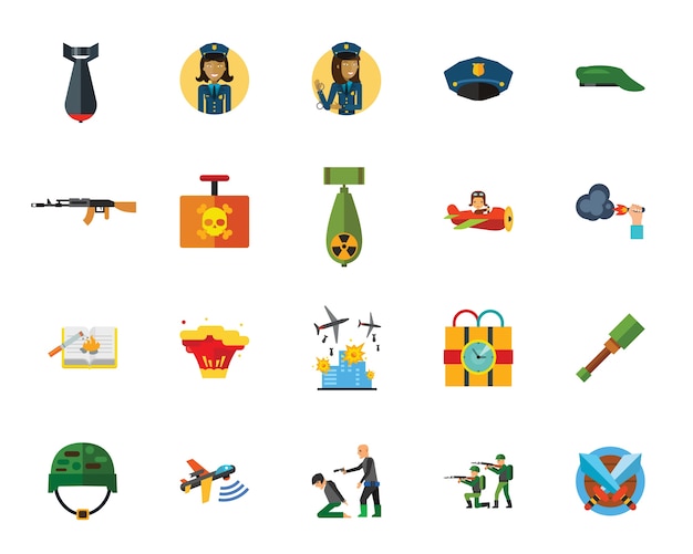 Conjunto de iconos creativos de guerra y terror