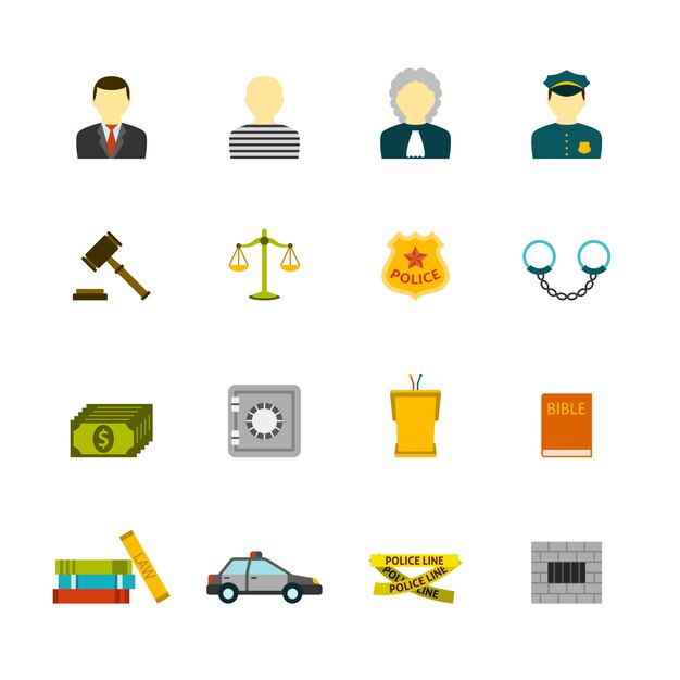 Conjunto de iconos de crimen y castigos