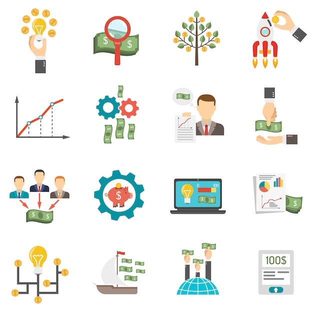 Conjunto de iconos de crowdfunding
