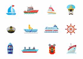 Vector gratuito conjunto de iconos de crucero