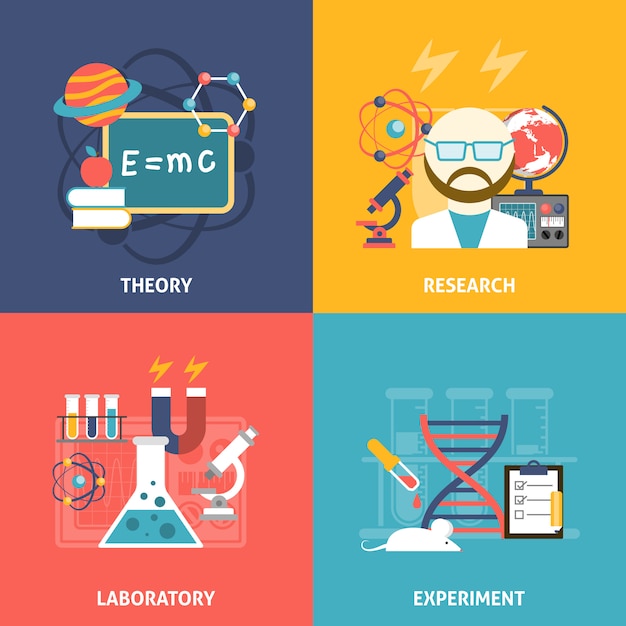 Conjunto de iconos decorativos de ciencia