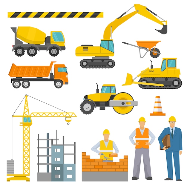 Vector gratuito conjunto de iconos decorativos de construcción