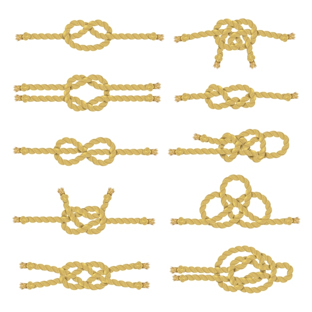 Conjunto de iconos decorativos nudo de cuerda