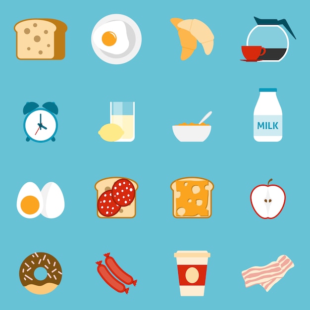Conjunto de iconos de desayuno