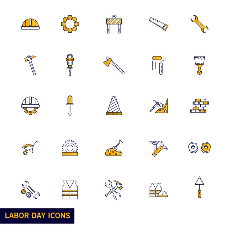 Conjunto de iconos del día del trabajo