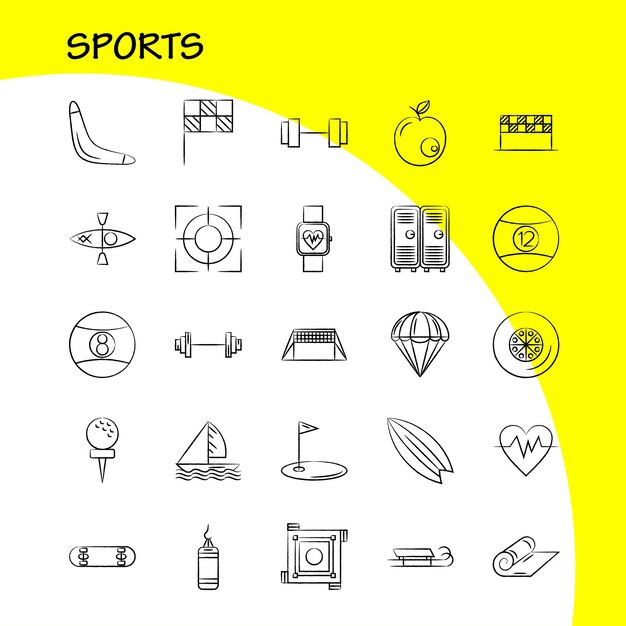 Conjunto de iconos dibujados a mano de administración de empresas para infografías Kit UXUI móvil y diseño de impresión Incluye archivo de documento Texto Lápiz Globo Globo terráqueo Globo mundial Eps 10 Vector