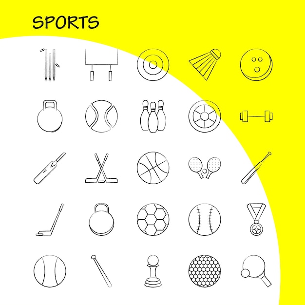 Conjunto de iconos dibujados a mano de deportes para infografías Kit UXUI móvil y diseño de impresión Incluye rueda Coche Vehículo Bandera de viaje Bandera deportiva Banderas Eps 10 Vector
