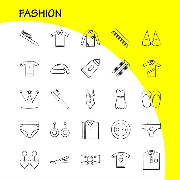 Conjunto de iconos dibujados a mano de moda para infografías