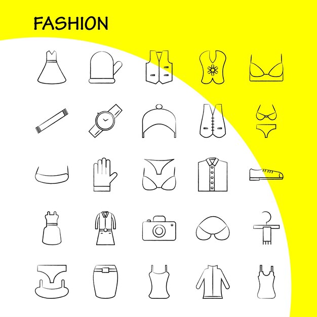 Conjunto de iconos dibujados a mano de moda para infografías