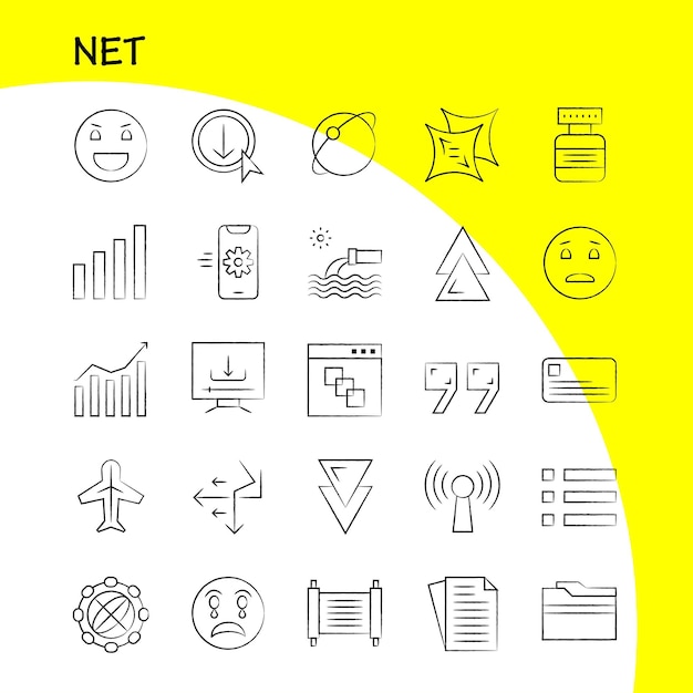Vector gratuito conjunto de iconos dibujados a mano netos para infografías