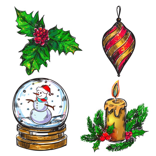 Conjunto de iconos de dibujo de Navidad