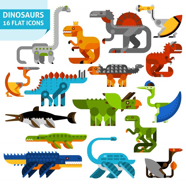 Conjunto de iconos de dinosaurio