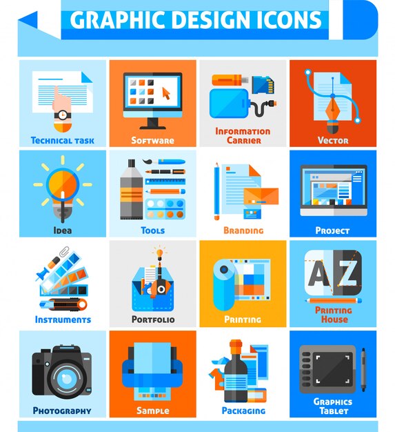 Conjunto de iconos de diseño gráfico