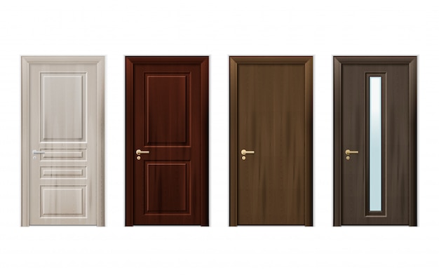 Conjunto de iconos de diseño de puertas de madera
