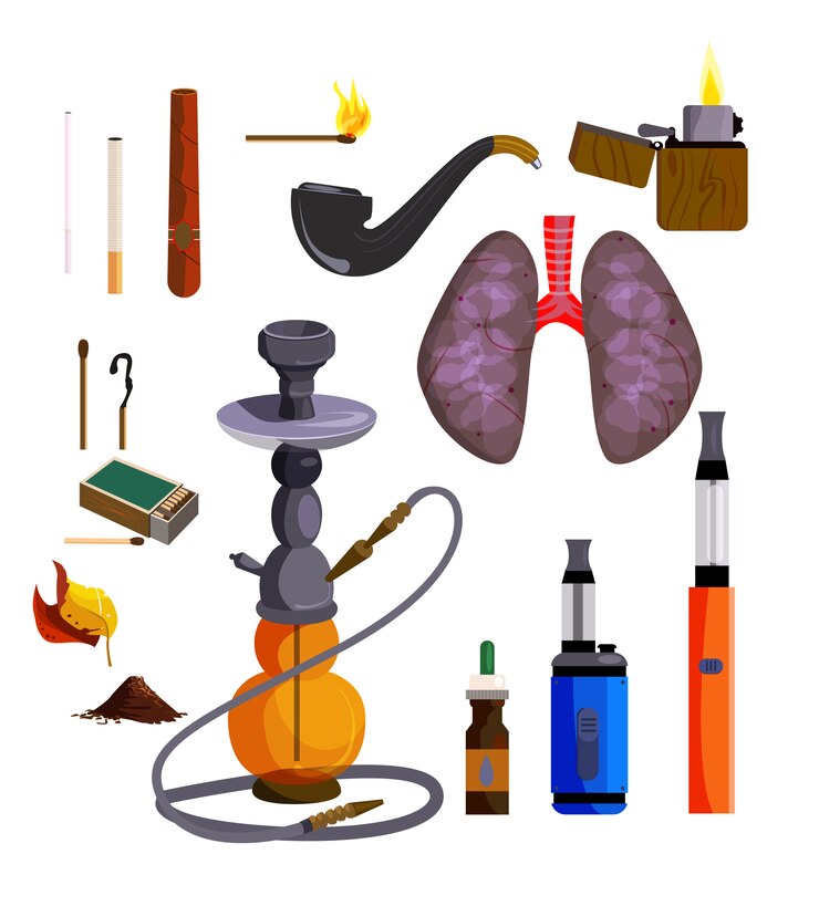 Vector gratuito conjunto de iconos de dispositivos de fumar