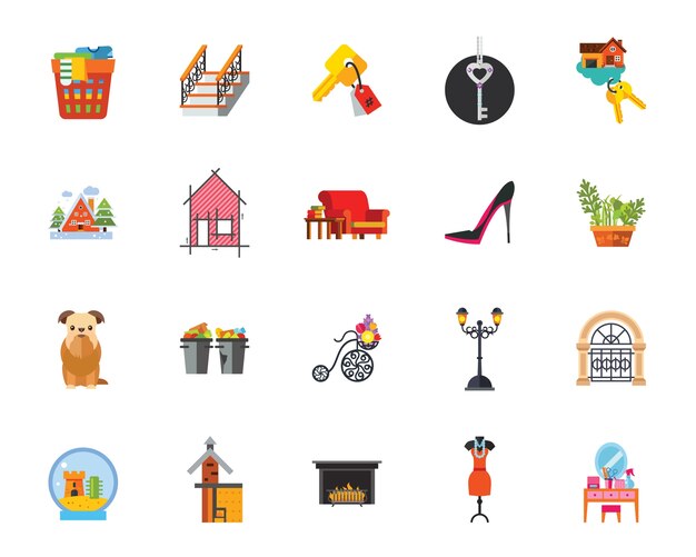 Conjunto de iconos de domesticidad