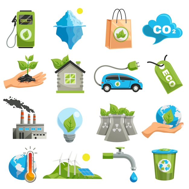 Conjunto de iconos de Eco aislado