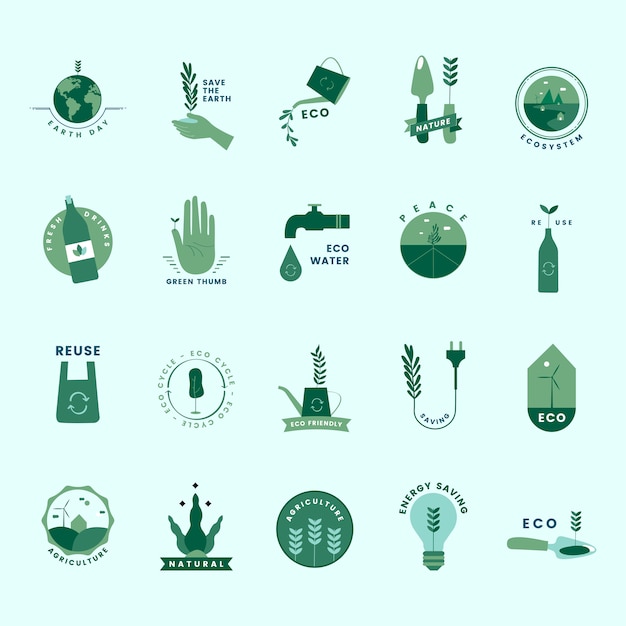 Conjunto de iconos ecológicos y ecológicos.