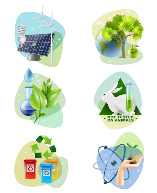 Conjunto de iconos ecológicos de protección del medio ambiente 6