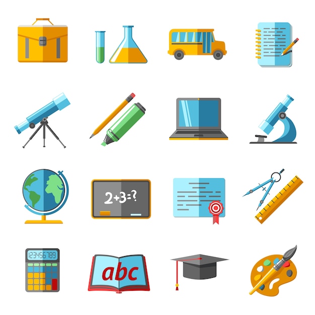 Vector gratuito conjunto de iconos de educación